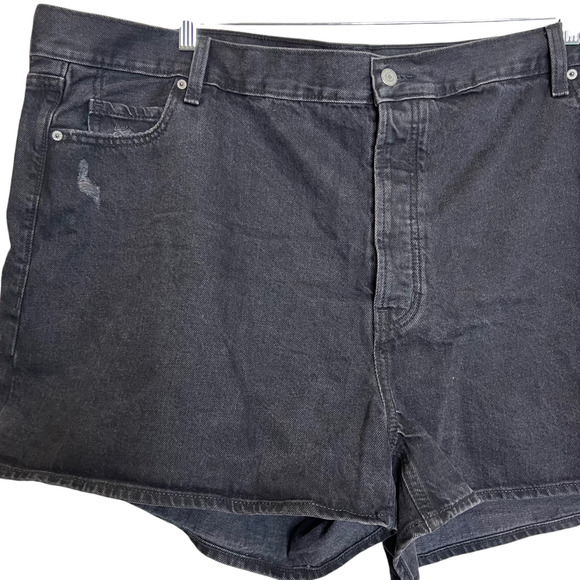 Old Navy Womens Black Denim Shorts Plus Size 26 High Rise Slouchy Straight - Picture 3 of 6